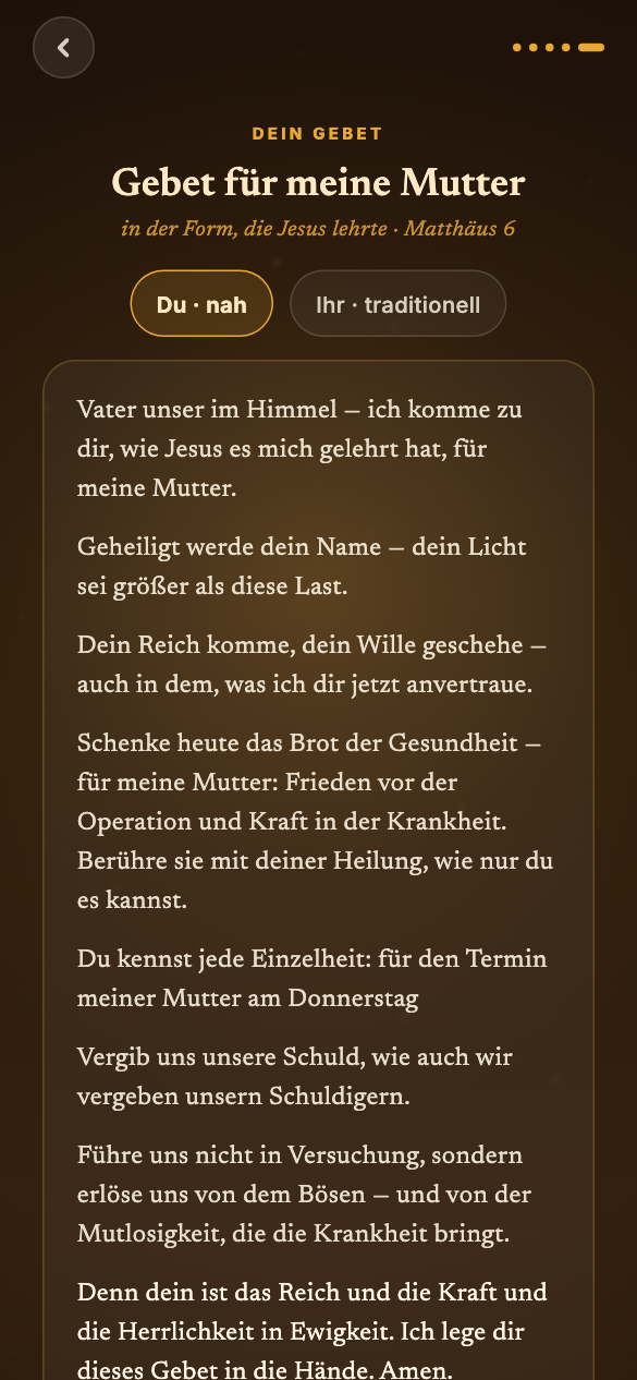 Mein Gebet — dein persönliches Gebet, in der Form, die Jesus lehrte