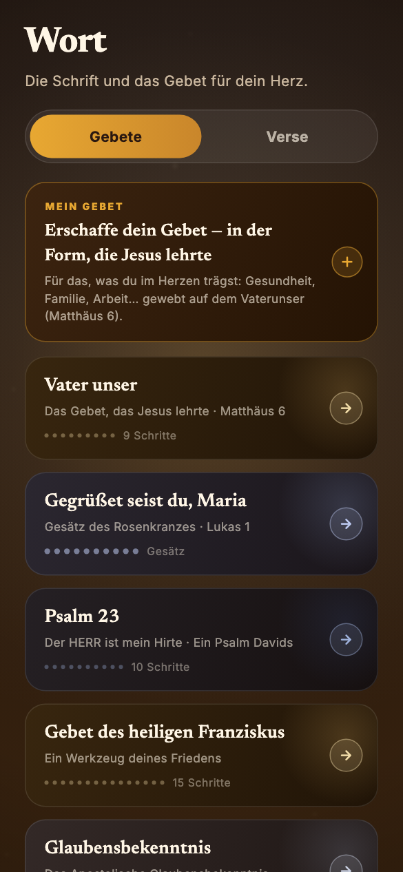 Liste der interaktiven Gebete
