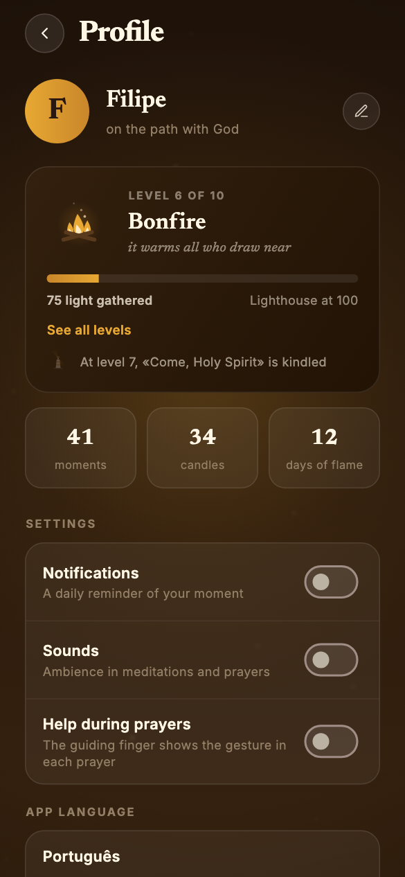 Profile — your light, your levels