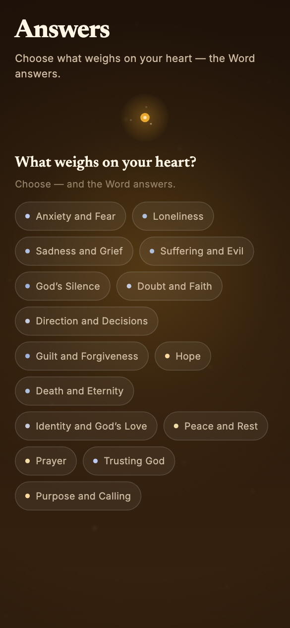 Answers — lay down what weighs on you