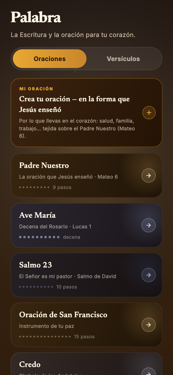 Lista de oraciones interactivas