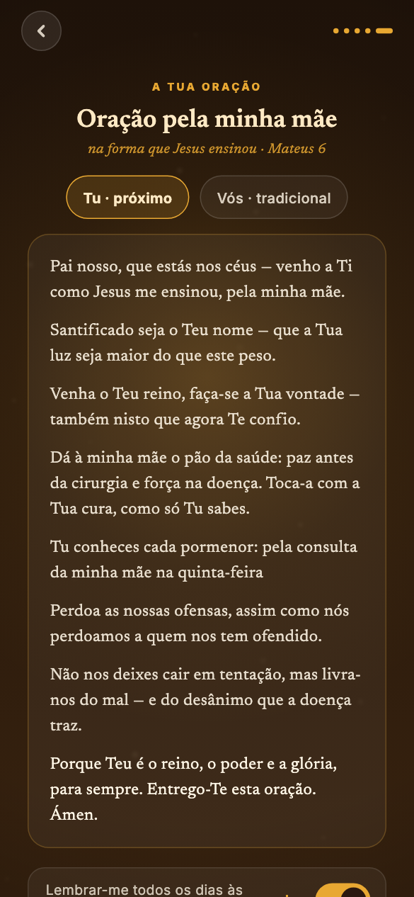 A Minha Oração — a tua oração pessoal, na forma que Jesus ensinou