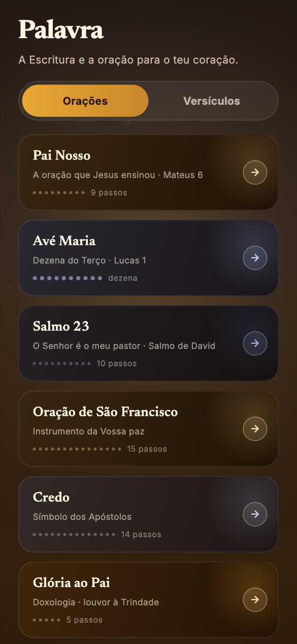 Lista de orações interativas